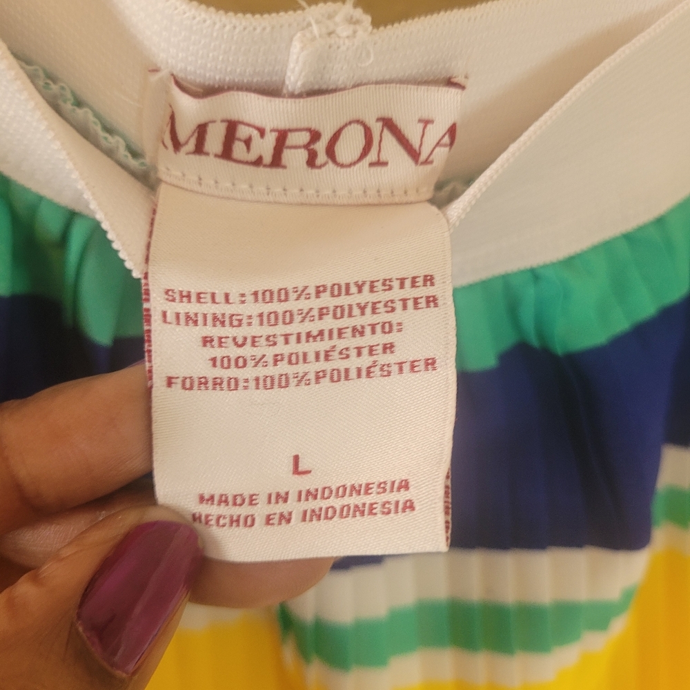 Merona Women's Skirt Pleated Multicolor Colorblock Rainbow Size Large - Picture 10 of 12